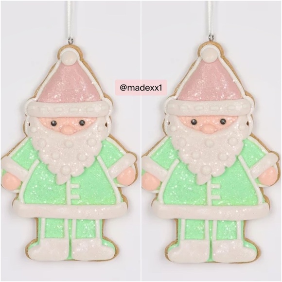 Source Unknown Other - Green & Pink Santa ornament